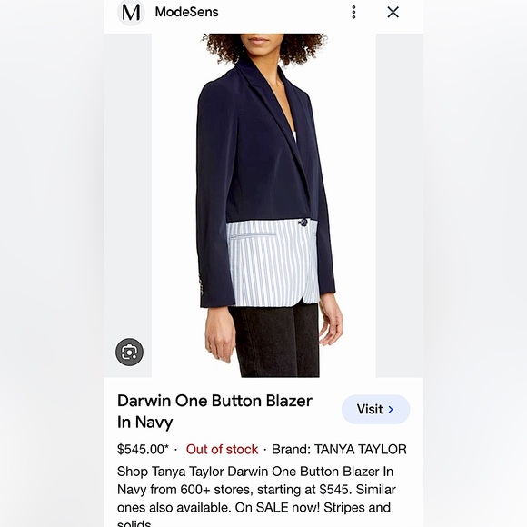 Tanya Taylor Darwin Blazer In Navy Size 4 NWT - Picture 2 of 7